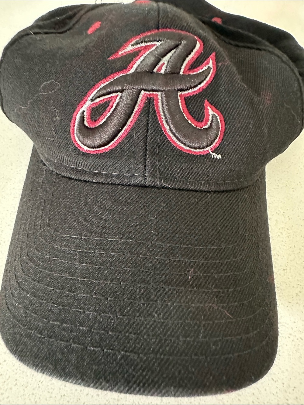 Kids Black Cap with Pink-Trim 'A' Embroidered Logo - Picture 2 of 4